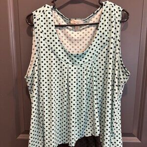 Dressbarn Women's 3X Blue/Black Dots Sleeveless Blouse